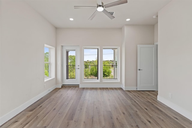 5426 Van Horn Dr, Granbury, TX 76048 - spare room featuring baseboards, a ceiling fan, wood finished floors, and recessed lighting