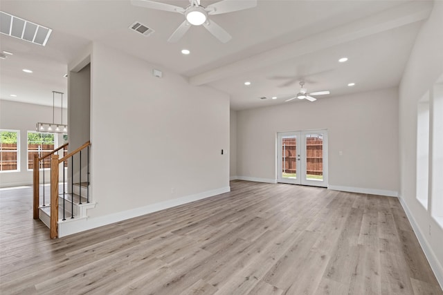 5426 Van Horn Dr, Granbury, TX 76048 - spare room with french doors, light wood-style flooring, and visible vents