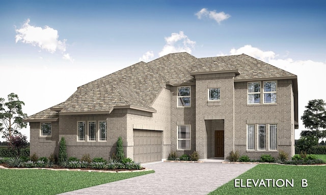 2602 Bear Trl, Mansfield, TX 76063 - view of front of home with brick siding, an attached garage, driveway, and a front lawn