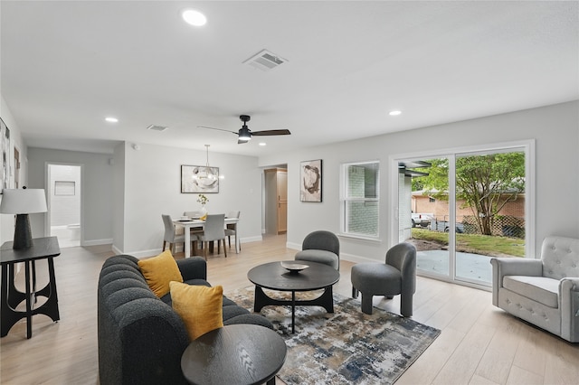 841 Lake Terrace Cir, Dallas, TX 75218 - living area featuring light wood-style floors, recessed lighting, baseboards, and a ceiling fan