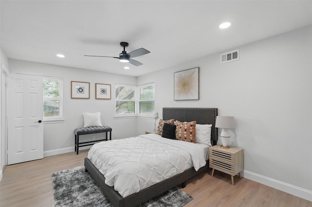 841 Lake Terrace Cir, Dallas, TX 75218 - bedroom featuring light wood-type flooring, recessed lighting, baseboards, and ceiling fan