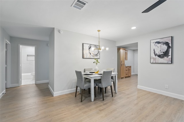 841 Lake Terrace Cir, Dallas, TX 75218 - dining room featuring baseboards, light wood-style flooring, a ceiling fan, a chandelier, and recessed lighting