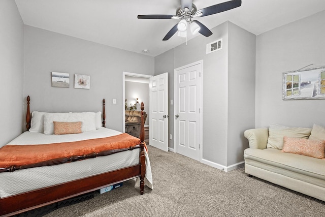 1425 E Cherry, Sherman, TX 75090 - bedroom with baseboards, a ceiling fan, visible vents, and carpet floors