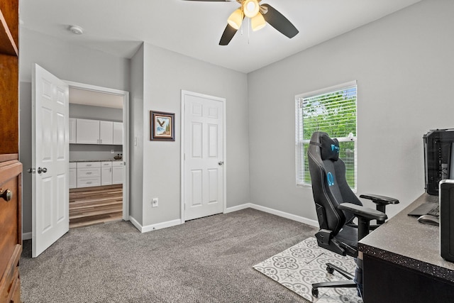 1425 E Cherry, Sherman, TX 75090 - home office featuring a ceiling fan, baseboards, and carpet