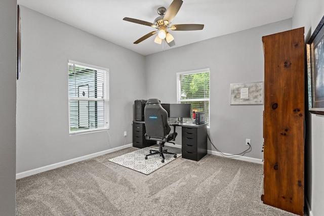 1425 E Cherry, Sherman, TX 75090 - office area featuring carpet floors, a ceiling fan, and baseboards