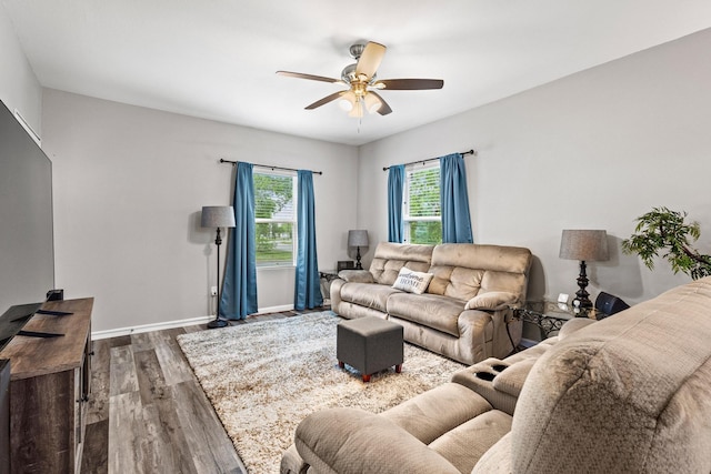 1425 E Cherry, Sherman, TX 75090 - living area with baseboards, a ceiling fan, and wood finished floors