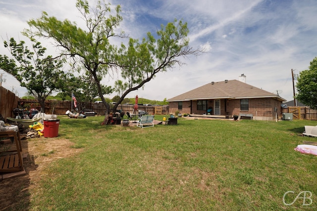 view of yard featuring a fenced backyard