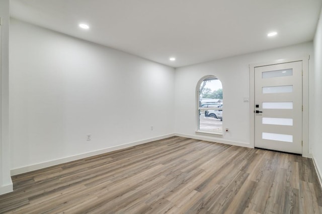 237 Trailridge Dr, Garland, TX 75043 - entrance foyer with baseboards, recessed lighting, and wood finished floors