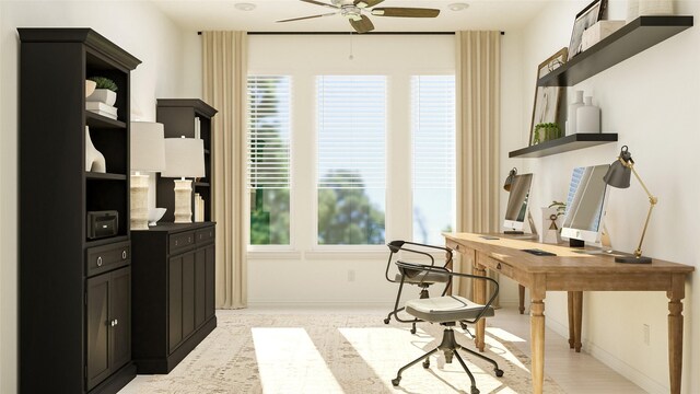 3700 Seth Pl, Mesquite, TX 75181 - home office with a wealth of natural light, a ceiling fan, and baseboards