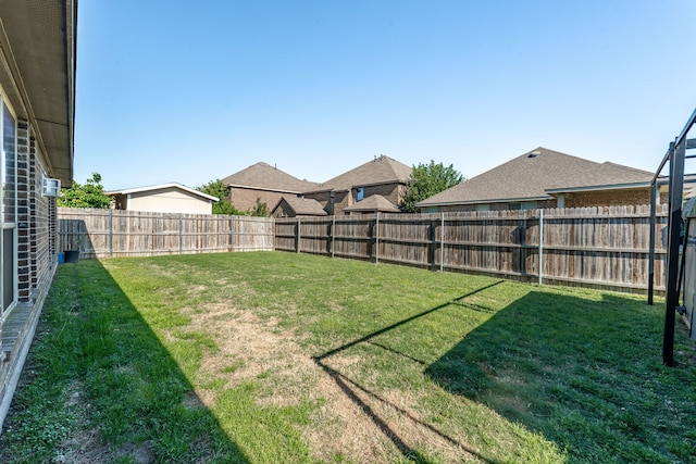 view of yard featuring a fenced backyard