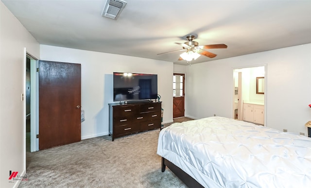 9820 Hillsboro Dr, Shreveport, LA 71118 - bedroom with carpet flooring, a ceiling fan, baseboards, and visible vents