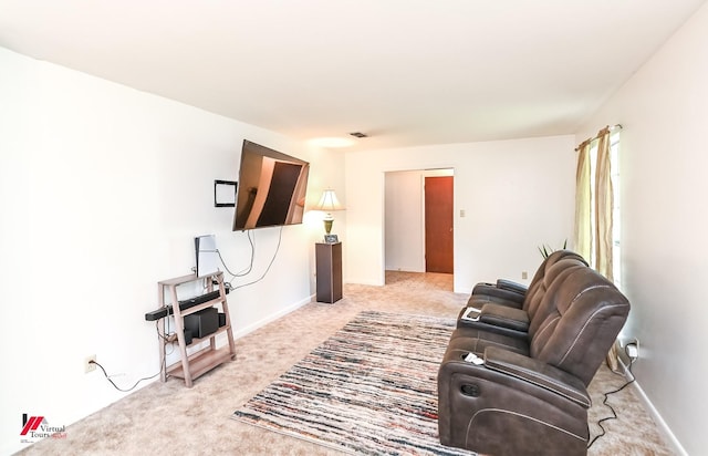 9820 Hillsboro Dr, Shreveport, LA 71118 - living room with visible vents, baseboards, and light carpet
