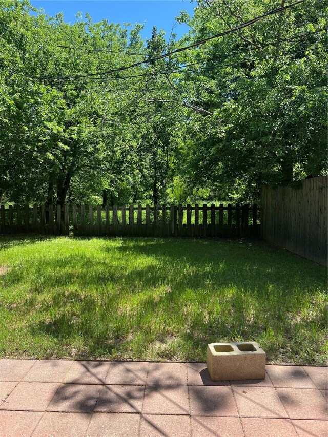 view of yard with a patio and fence