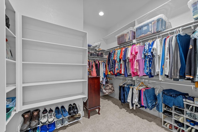 spacious closet with carpet
