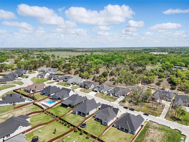 birds eye view of property with a residential view