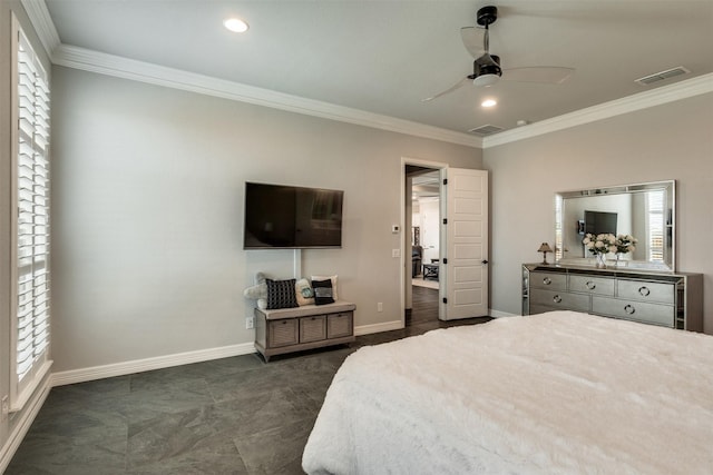 5124 Cathedral Ln, Wichita Falls, TX 76310 - bedroom with visible vents, baseboards, and ornamental molding