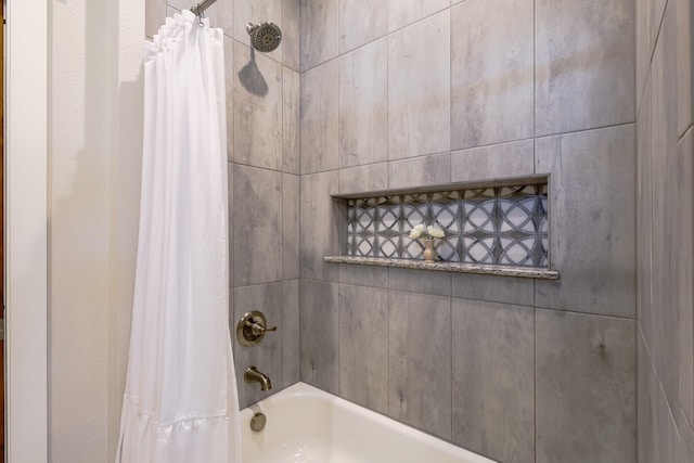 full bath featuring shower / bath combination with curtain