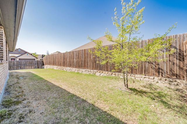 view of yard featuring a fenced backyard
