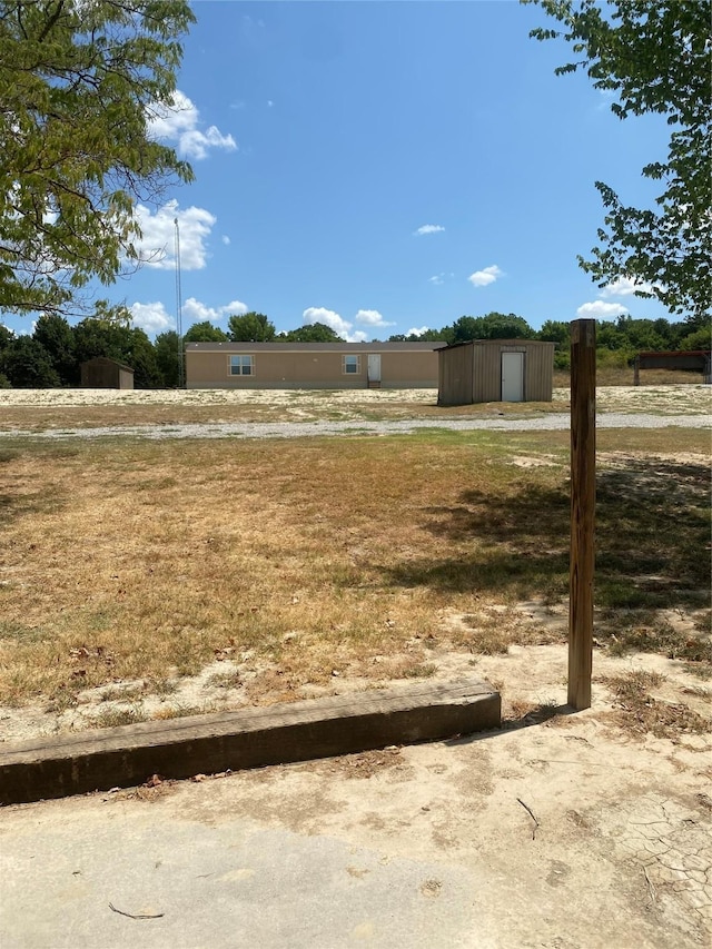 view of yard with an outdoor structure and a storage unit
