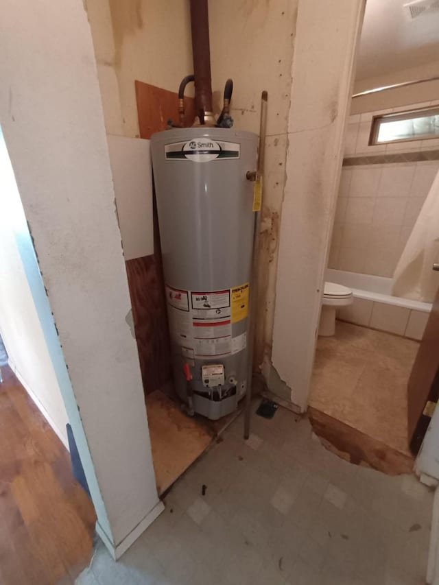 utility room with gas water heater