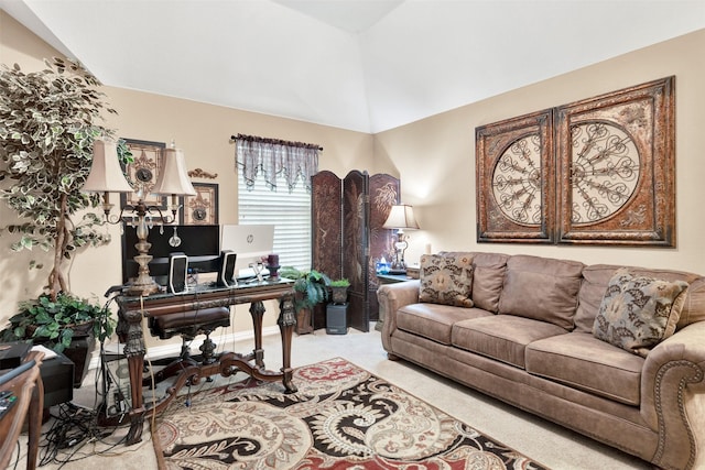 1547 Sandstone Dr, Frisco, TX 75034 - carpeted office space featuring vaulted ceiling