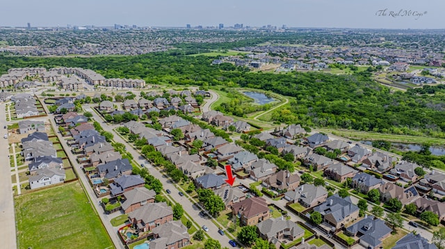 1547 Sandstone Dr, Frisco, TX 75034 - bird's eye view featuring a residential view and a water view
