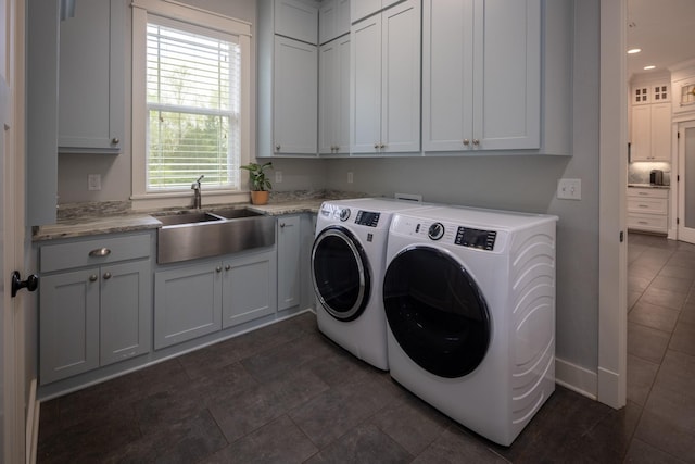 3050 County Road 3707, Bullard, TX 75757 - laundry room featuring cabinet space, separate washer and dryer, baseboards, and recessed lighting