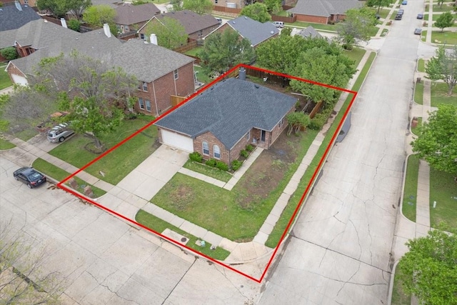 1941 Juniper Dr, Little Elm, TX 75068 - aerial perspective of suburban area with property parcel outlined
