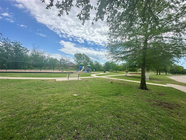 view of community with playground community and a lawn