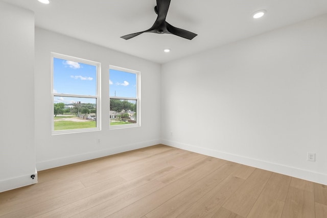 1926 Pueblo St, Dallas, TX 75212 - empty room featuring recessed lighting, baseboards, ceiling fan, and light wood-type flooring