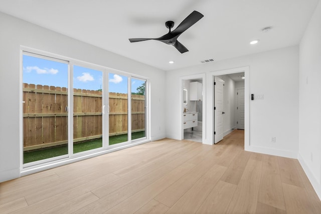1926 Pueblo St, Dallas, TX 75212 - unfurnished bedroom featuring recessed lighting, a ceiling fan, light wood-type flooring, and visible vents