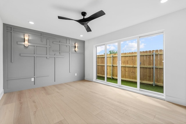 1926 Pueblo St, Dallas, TX 75212 - spare room featuring ceiling fan, recessed lighting, and light wood-style flooring