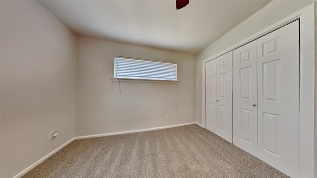 2300 Anders Dr, Mesquite, TX 75150 - unfurnished bedroom featuring ceiling fan, baseboards, carpet flooring, and a closet