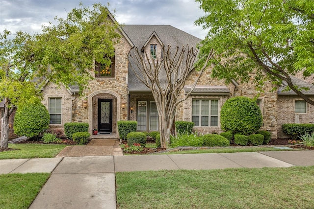 4312 Blue Quail Dr, Mckinney, TX 75072 - view of front of property featuring stone siding and a front yard