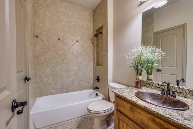 4312 Blue Quail Dr, Mckinney, TX 75072 - bathroom with toilet, shower / tub combination, vanity, and tile patterned flooring
