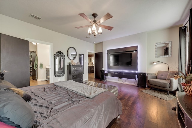 3408 Fm 2280, Cleburne, TX 76031 - bedroom featuring wood finished floors, ensuite bathroom, and ceiling fan