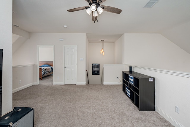 4409 Switchgrass St, Celina, TX 75009 - additional living space with carpet, visible vents, a ceiling fan, and baseboards