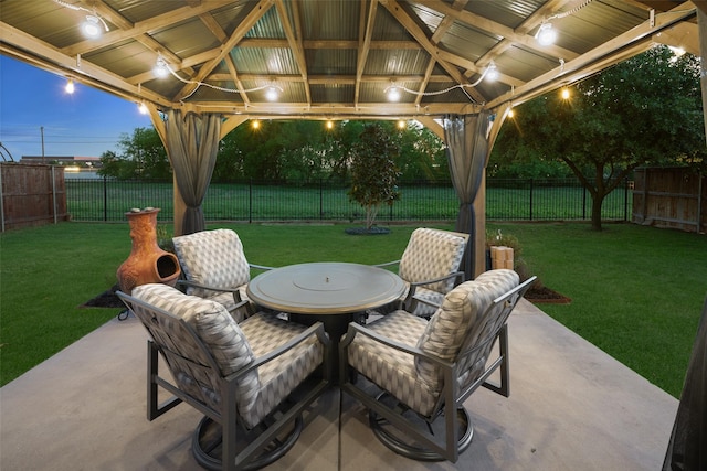 4409 Switchgrass St, Celina, TX 75009 - view of patio with a gazebo, a fenced backyard, and outdoor dining area