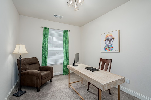 4409 Switchgrass St, Celina, TX 75009 - home office featuring light carpet, visible vents, and baseboards