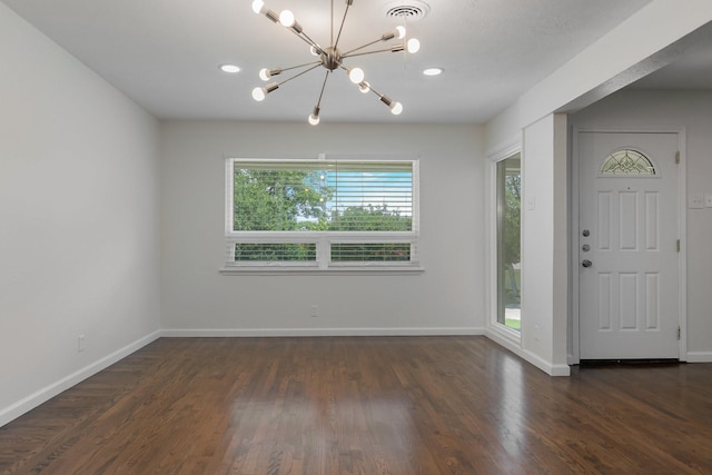 7024 Irongate Ln, Dallas, TX 75214 - entryway with a chandelier, wood finished floors, and recessed lighting