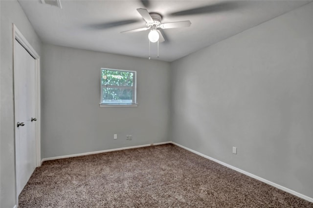 4225 Dawn Dr, Benbrook, TX 76116 - unfurnished bedroom with visible vents, baseboards, carpet, a ceiling fan, and a closet