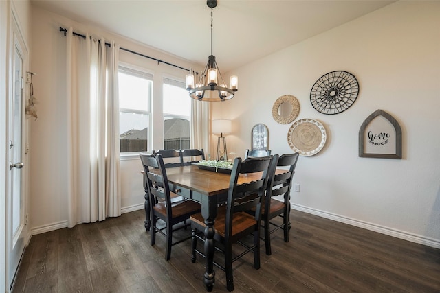 503 Saddle Club Way, Princeton, TX 75407 - dining room featuring baseboards, an inviting chandelier, and dark wood-type flooring