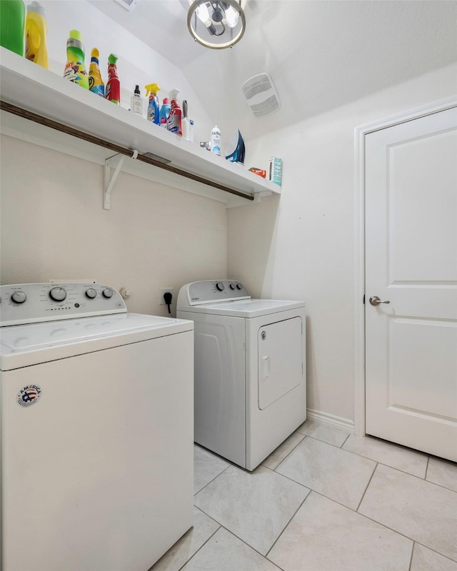 503 Saddle Club Way, Princeton, TX 75407 - washroom with visible vents, washer and clothes dryer, laundry area, and light tile patterned flooring