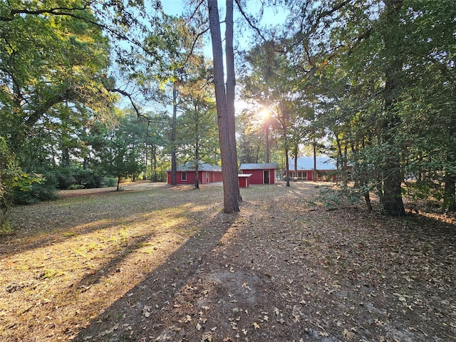 view of yard with an outdoor structure