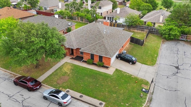 bird's eye view featuring a residential view