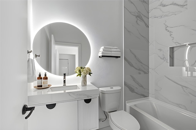 2322 Arroyo Ave, Dallas, TX 75219 - bathroom featuring a sink, toilet, and tub / shower combination