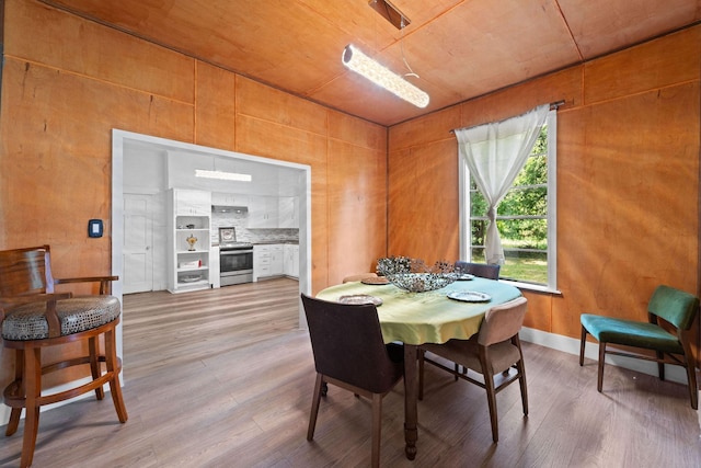 dining area with light wood-type flooring