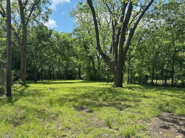 view of yard with a view of trees
