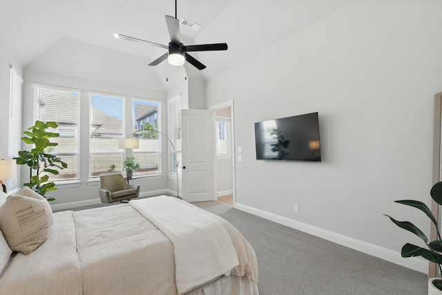 1808 Wren St, Argyle, TX 76226 - bedroom featuring carpet flooring, baseboards, lofted ceiling, and a ceiling fan