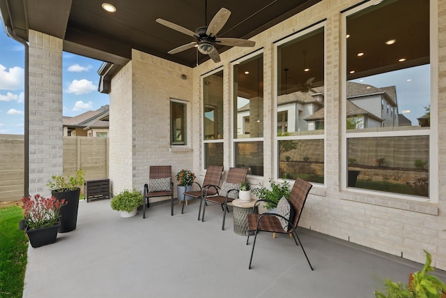 1808 Wren St, Argyle, TX 76226 - view of patio / terrace with ceiling fan and fence